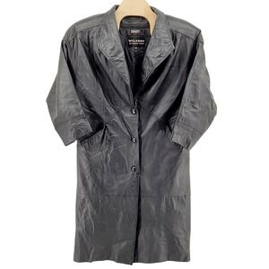 Wilson Leather Trench Coat Women's L Thinsulate‎ Black Overcoat Jacket